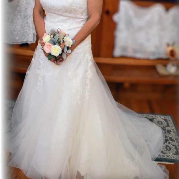 Gorgeous David’s Bridal Wedding Gown! Size 12 ( fits size 8).